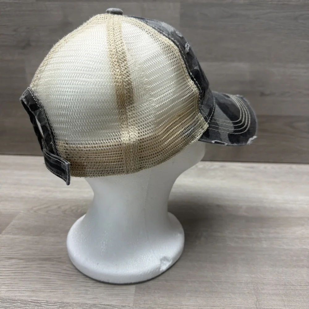 Down East Cotton Co. Distressed Camo Breathable Mesh Back Hat Unisex OSFM